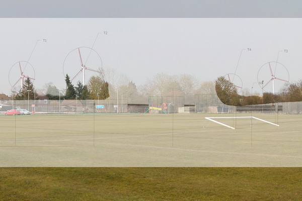 Playing field - wireframe view of turbines