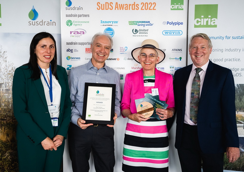 Bill and Elizabeth receive their Susdrain Outstanding Team 2022 Award, with nominators Jacqueline Diaz-Nieto and Brian Smith.