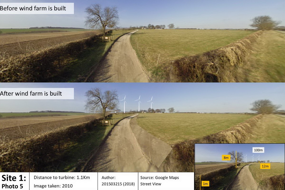 Basic wind farm photomontage for my Geography Advance GIS Module