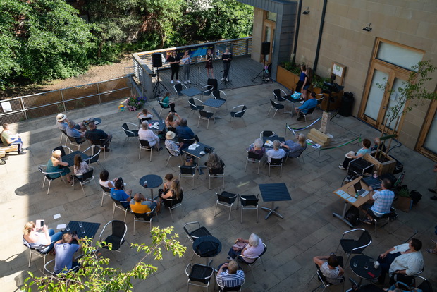 Rain garden planter launch party, seen from balcony (credit: Matt Radcliffe Photography).