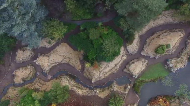 Screenshot of Drone Footage over Burnby Hall Gardens