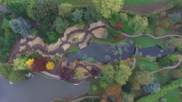 Screenshot of Drone Footage over Burnby Hall Gardens